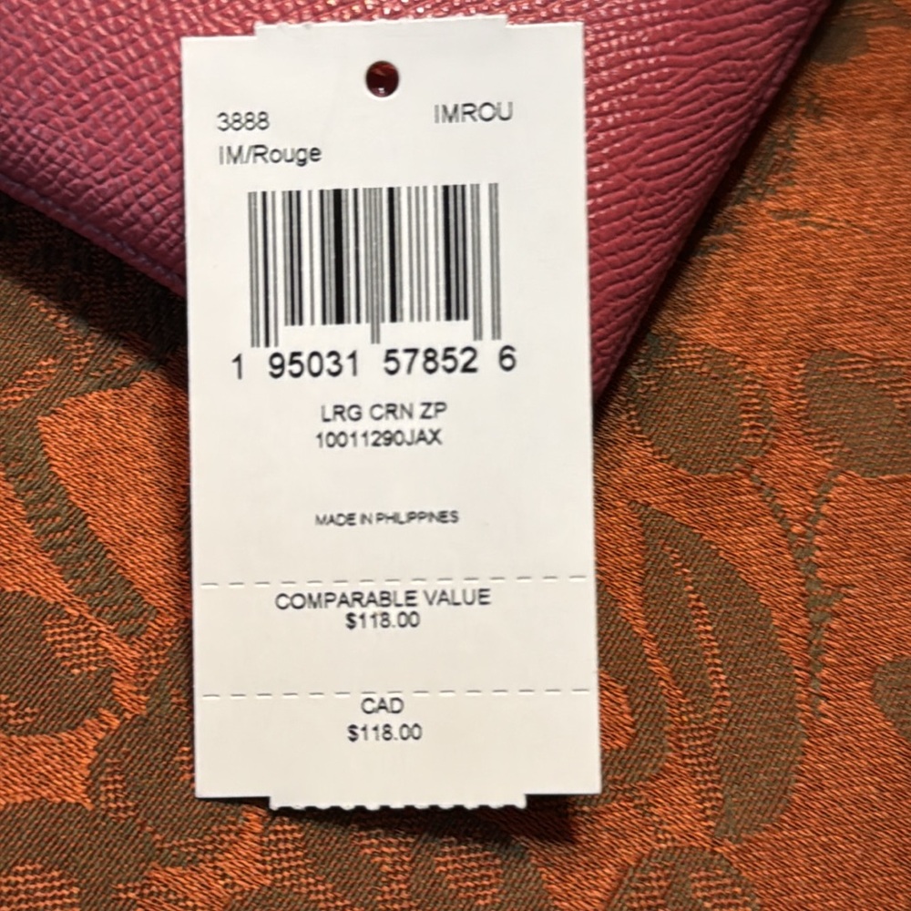 Coach Large Corner Zip Rouge Color - Picture 7 of 7